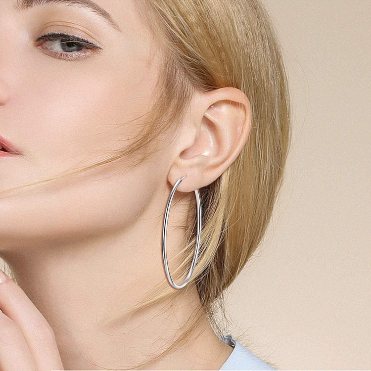 925 Sterling Silver High Polished Hoop Earrings