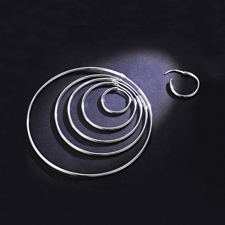 925 Sterling Silver High Polished Hoop Earrings