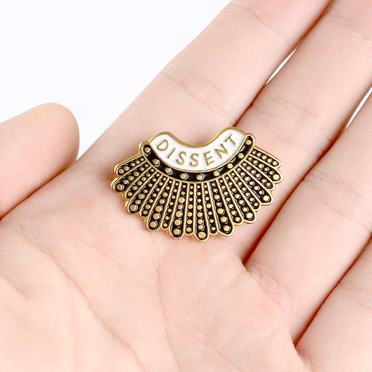 925 Sterling Silver Dissent Collar Stud Earrings/Brooch, Ginsburg Earrings/Brooch