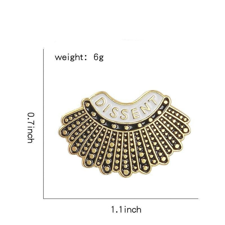 925 Sterling Silver Dissent Collar Stud Earrings/Brooch, Ginsburg Earrings/Brooch