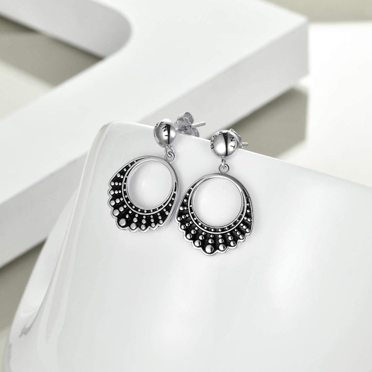 925 Sterling Silver Dangle Drop Dissent Collar Earrings