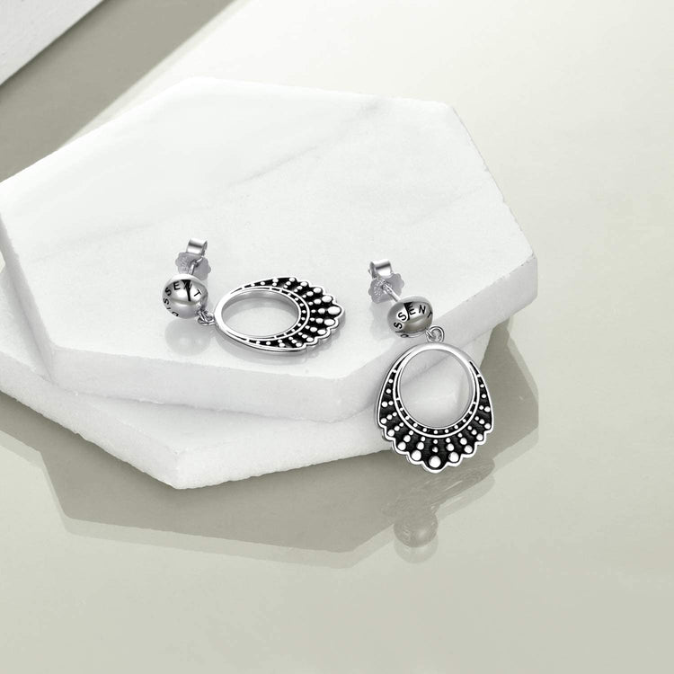 925 Sterling Silver Dangle Drop Dissent Collar Earrings