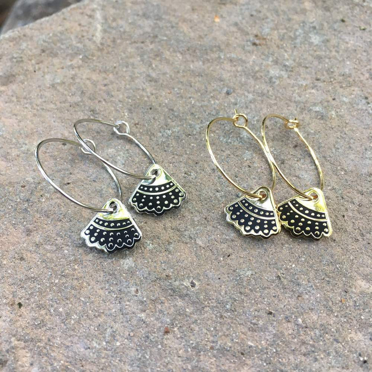 925 Sterling Silver Dissent Collar Hoop and Charm Necklace Set Ginsburg Jewelry Set