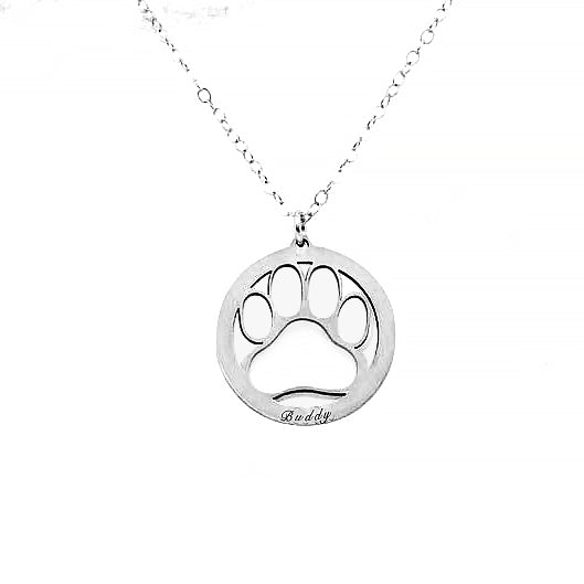 925 Sterling Silver Dog Paw Hollowed-Out Necklace, Gift For Pet Lover - onlyone