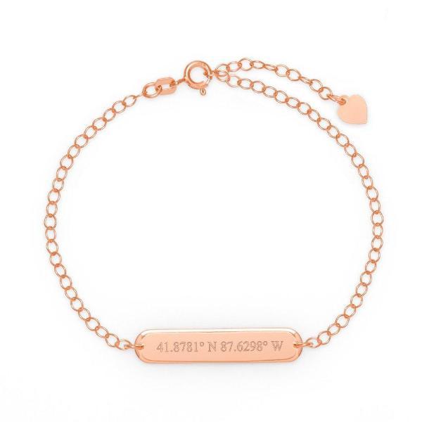 925 Sterling Silver Personalized Coordinate Oval Name Bar Bracelet 6�7.5�Nameplate Bracelet - onlyone