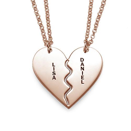 925 Sterling Silver Breakable Engraved Heart Name Necklace Set BFF Necklace Nameplate Necklace Gift For Girlfriend Gift For Her - onlyone