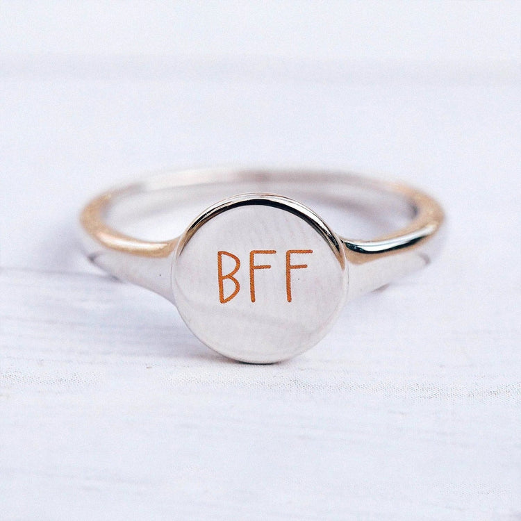 925 Sterling Silver Round Engravable Signet Ring