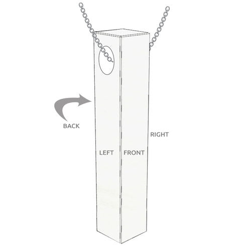 925 Sterling Silver 3D Engraved 4 Sided Vertical Bar Name Necklace - onlyone