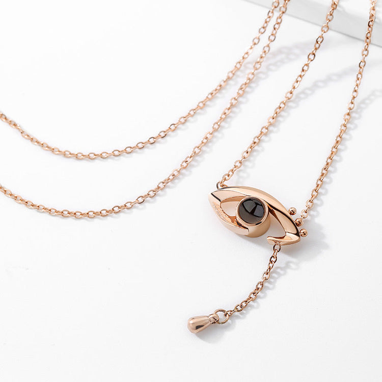 925 Sterling Silver I Love You Necklace In 100 Languages Projection Evil Eye Circle Pendant Valentines Day Gift - onlyone