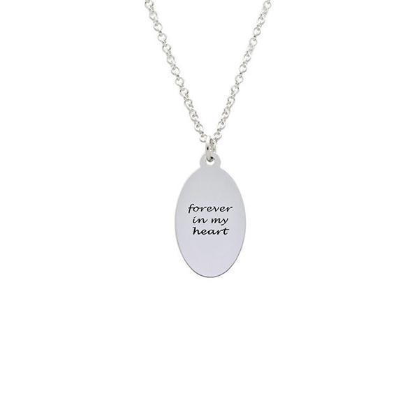 925 Sterling Silver Personalized Engraved Fingerprint Thumbprint Oval Name Necklace Nameplate Necklace - onlyone