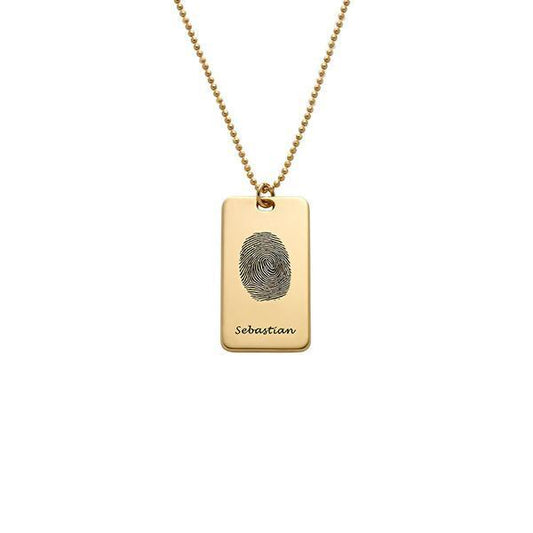 925 Sterling Silver Personalized Engraved Fingerprint Thumbprint Name Necklace Nameplate Necklace - onlyone