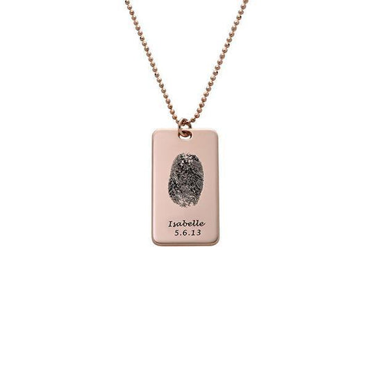 925 Sterling Silver Personalized Engraved Fingerprint Thumbprint Name Necklace Nameplate Necklace - onlyone