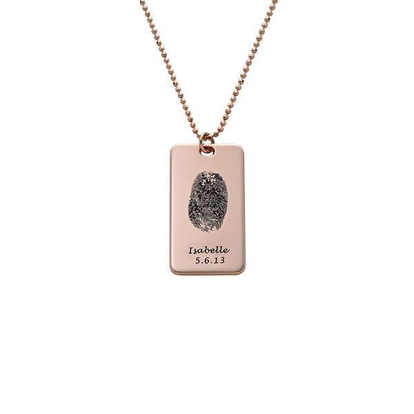 925 Sterling Silver Personalized Engraved Fingerprint Thumbprint Name Necklace Nameplate Necklace - onlyone
