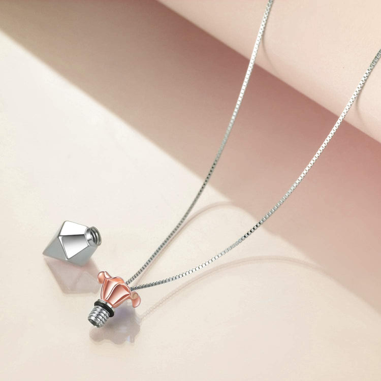 925 Sterling Silver Rose Flower Urn Necklace