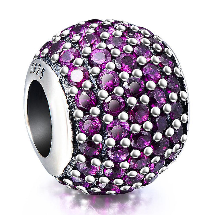 925 Sterling Silver Colorful Cubic Zirconia Charm For Bracelet and Necklace