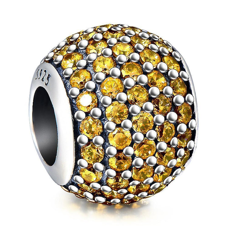 925 Sterling Silver Colorful Cubic Zirconia Charm For Bracelet and Necklace