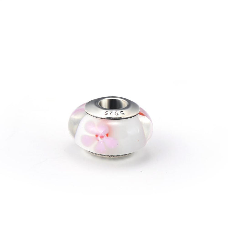 925 Sterling Silver Sakura Pink Glass Charms for Bracelet and Necklace - onlyone