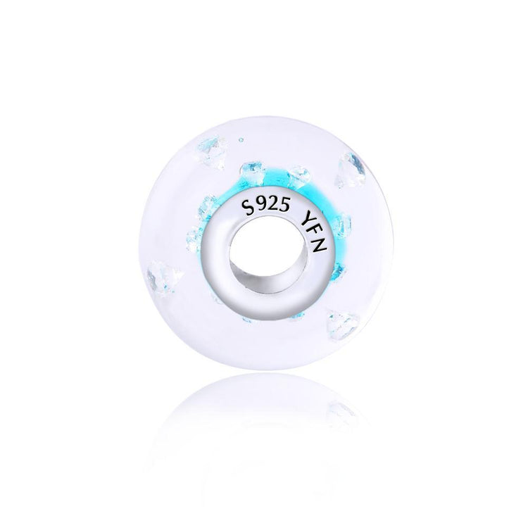 925 Sterling Silver Blue Built-in Diamond Glass Charm for Bracelet and Necklace - onlyone