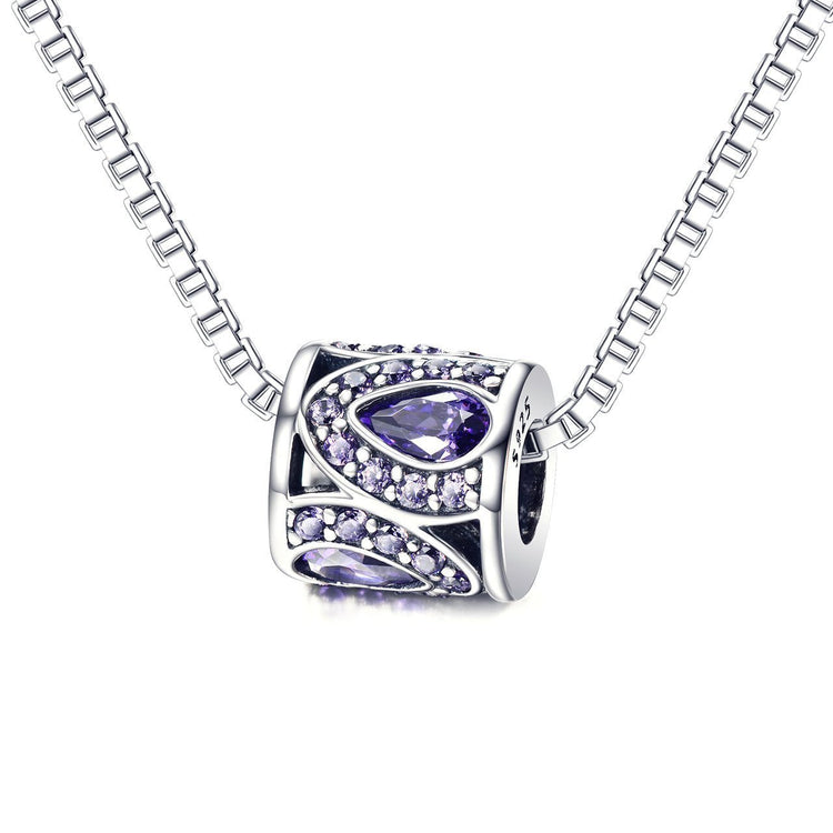 925 Sterling Silver Purple Liquid Cubic Zircon Bracelet Charm For Bracelet and Necklace - onlyone