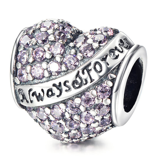 925 Sterling Silver Love Heart Charm Fit for Bracelet and Necklace - onlyone