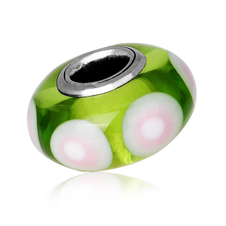 925 Sterling Silver Green Murano Glass Charm for Bracelet and Necklace - onlyone