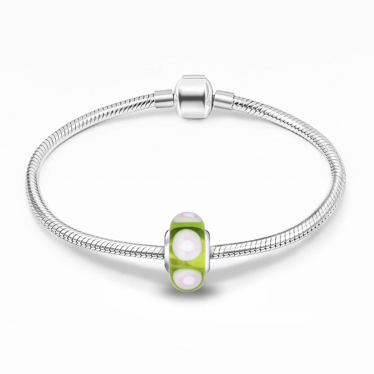 925 Sterling Silver Green Murano Glass Charm for Bracelet and Necklace - onlyone
