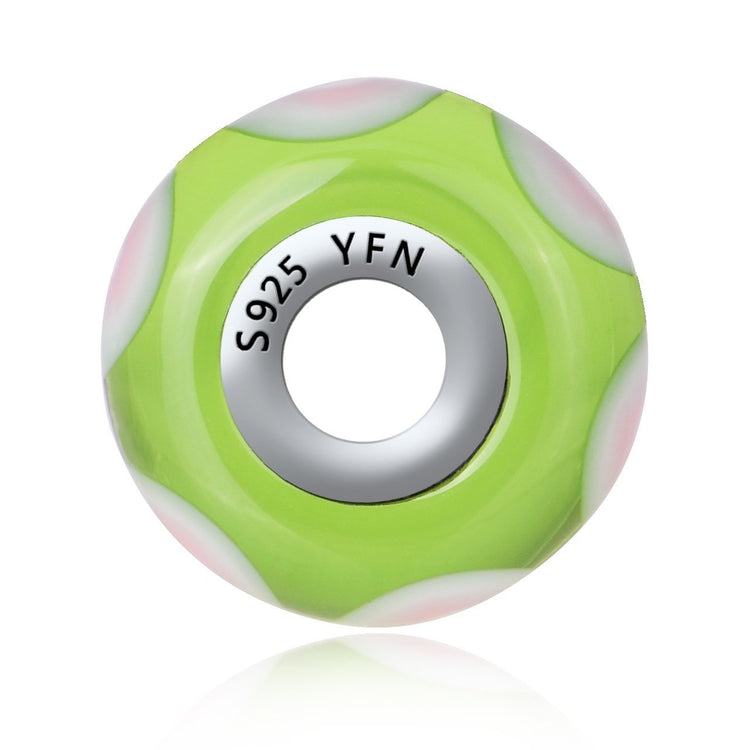 925 Sterling Silver Green Murano Glass Charm for Bracelet and Necklace - onlyone