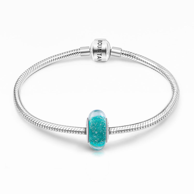 925 Sterling Silver Mint Green Ice Crystal Glass Charm for Bracelet and Necklace - onlyone