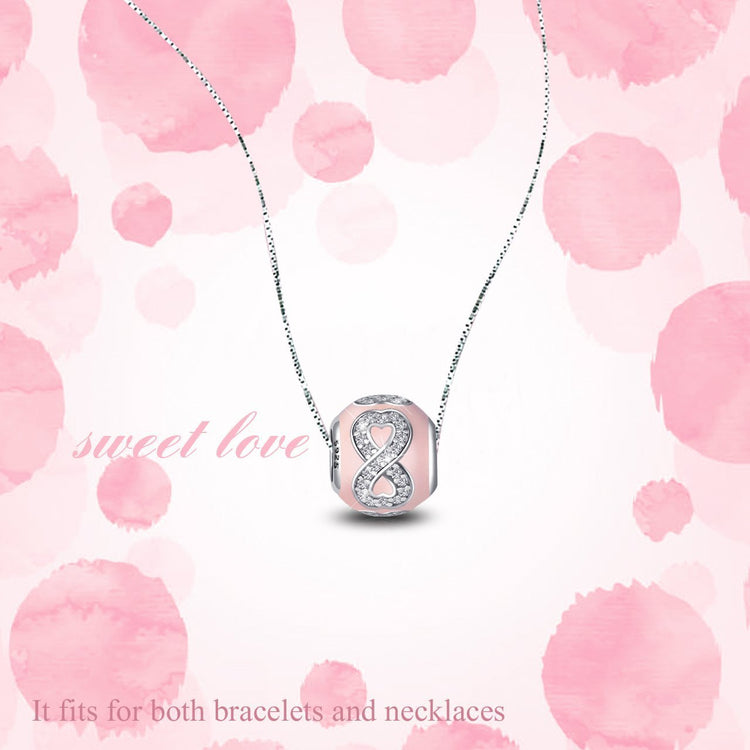 925 Sterling Silver Infinite Love Pink Charm For Bracelet and Necklace - onlyone
