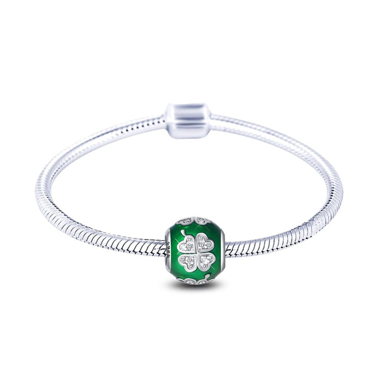 925 Sterling Silver Clover Love Green Charm For Bracelet and Necklace - onlyone