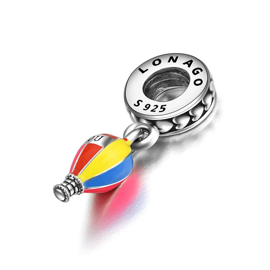 925 Sterling Silver Hot-air Balloom Sterling Silver Charm for Bracelet and Necklace - onlyone