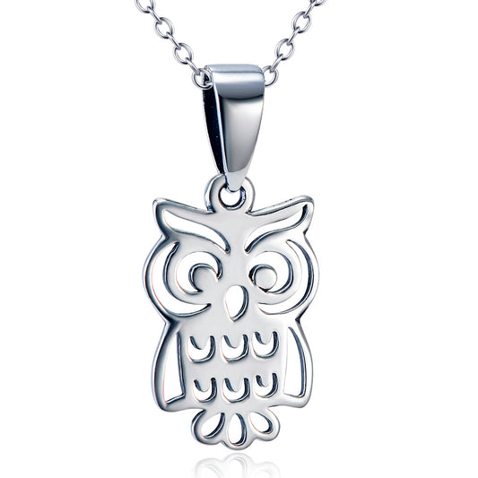 925 Sterling Silver Cute Halloween Owl Necklace - onlyone
