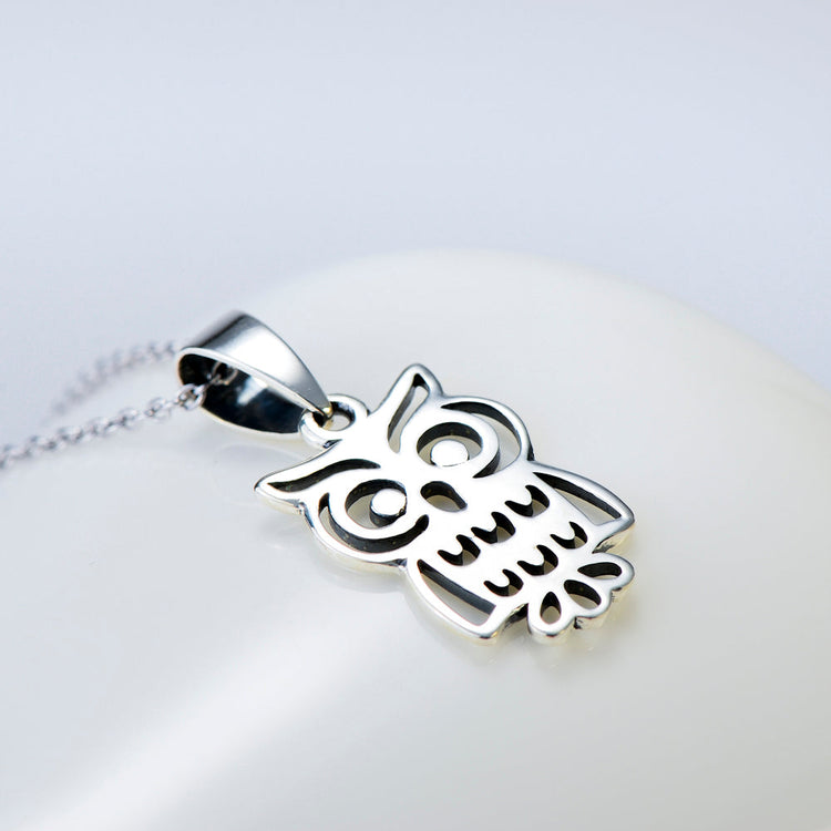 925 Sterling Silver Cute Halloween Owl Necklace - onlyone
