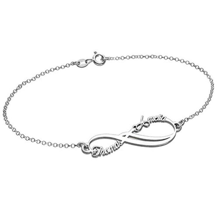925 Sterling Silver Personalized Infinity 2 Names Bracelet 6�7.5�Nameplate Bracelet - onlyone