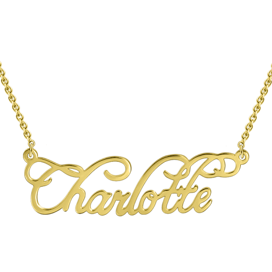 925 Sterling Silver "Charlotte" Style Name Necklace Nameplate Necklace - onlyone