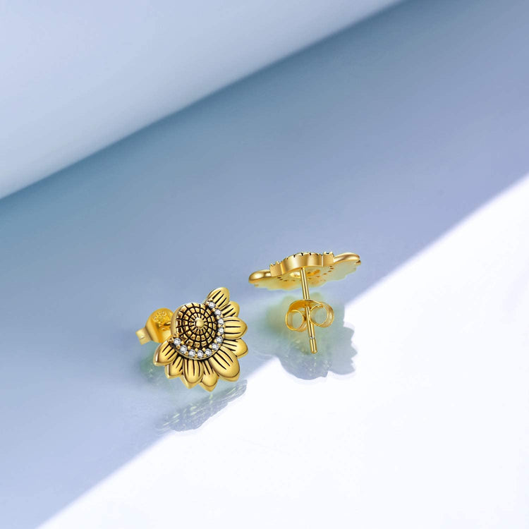 925 Sterling Silber Sonnenblumen Ohr stecker mit Zirkonia