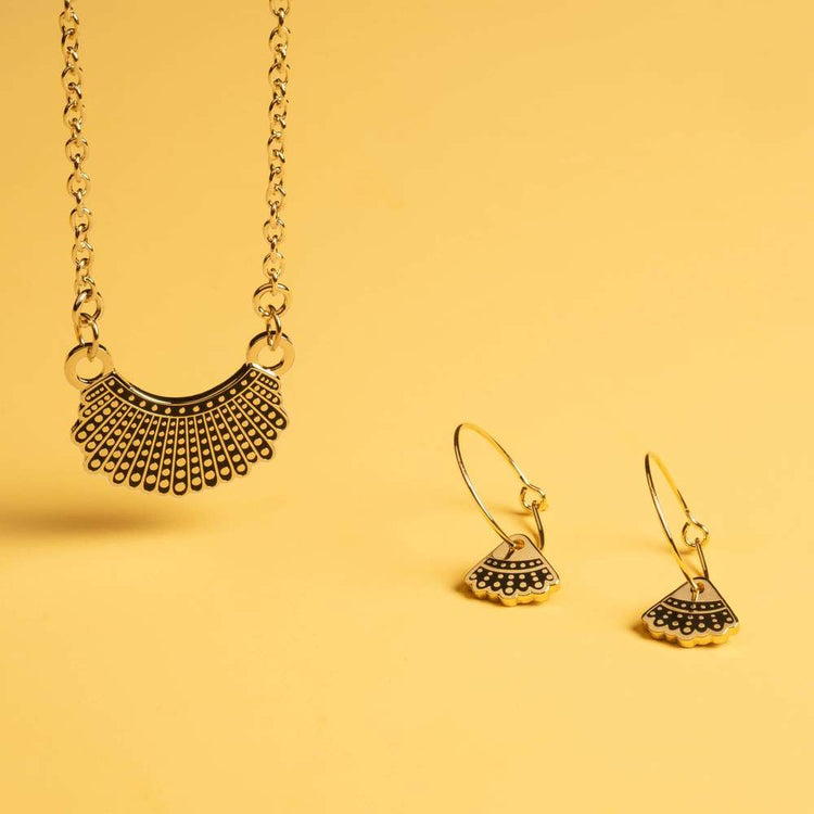 925 Sterling Silver Dissent Collar Hoop and Charm Necklace Set Ginsburg Jewelry Set