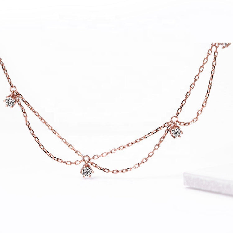 925 Sterling Silver Bohemian Rose Gold Fashion Anklet - onlyone