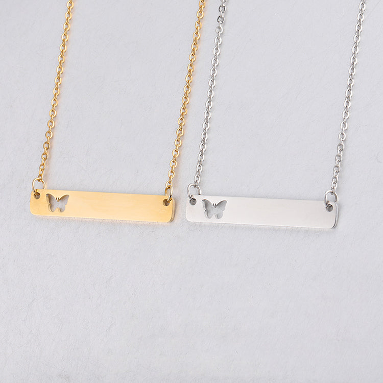925 Sterling Silver Butterfly Bar Necklace - onlyone