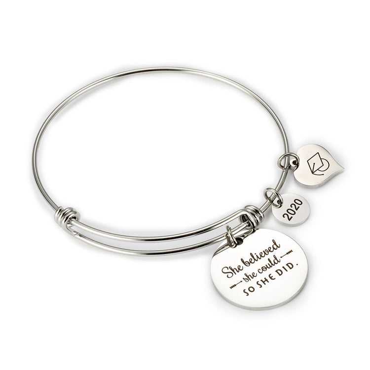 2020 Inspirational Graduation Bracelet with Graduation Grad Cap She Believed She Could So She Did - onlyone