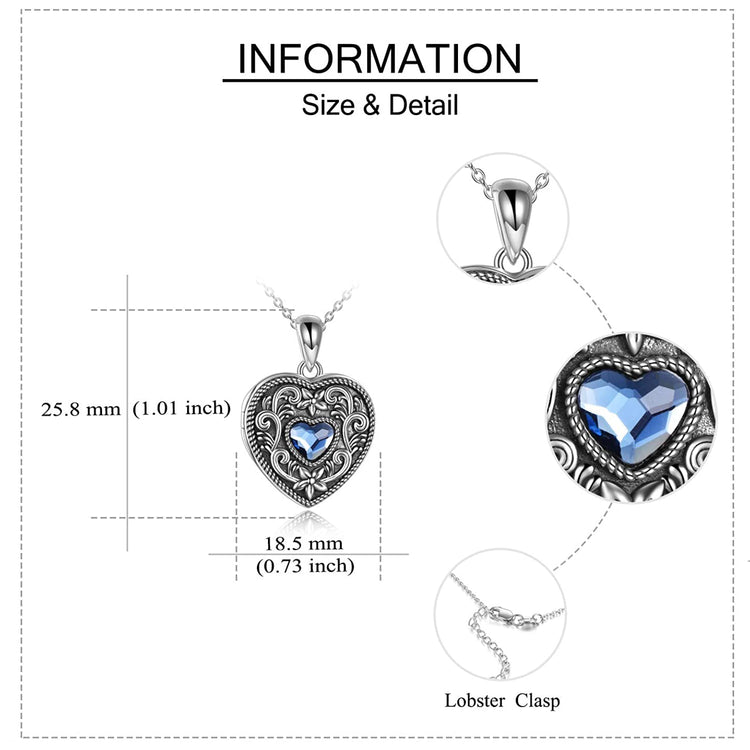 925 Sterling Silver Heart Photo Locket Necklace
