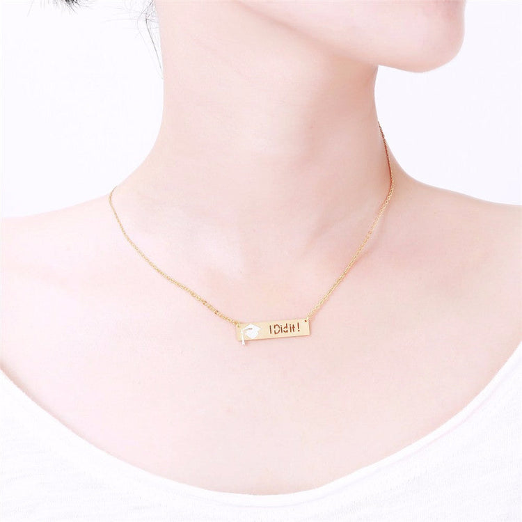 Bar Graduation Cap Necklace I Did It - onlyone