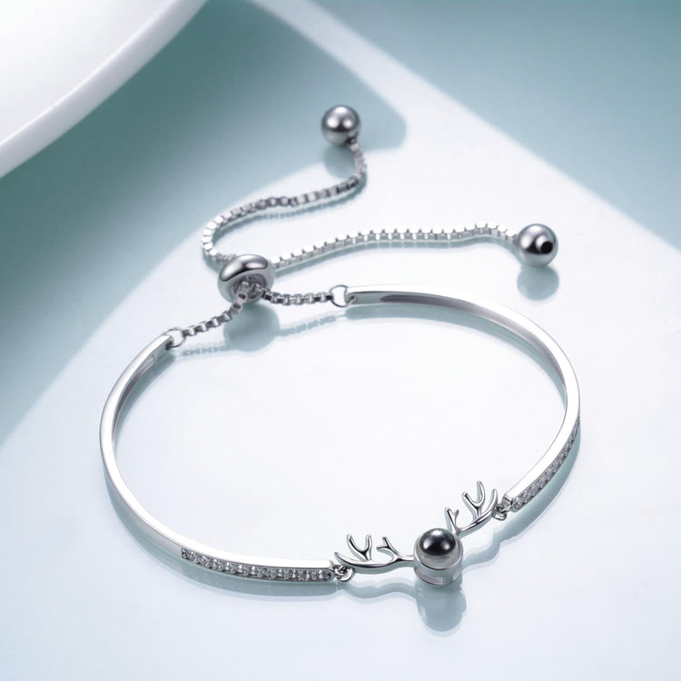 925 Sterling Silver I Love You In 100 Languages Deer Bracelet Hidden Message Bracelet Valentines Day Gift - onlyone