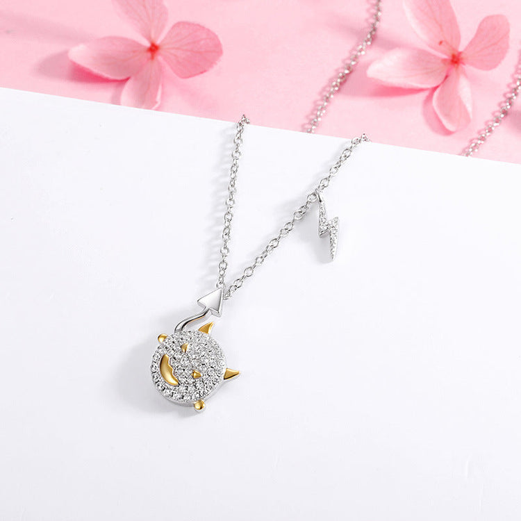 925 Sterling Silver Iced Out Little Devil Necklace