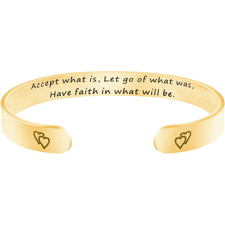 925 Sterling Silver Inspirational Bracelet Mantra Quote Engraved Cuff Bangle Hidden Message Engraved - onlyone