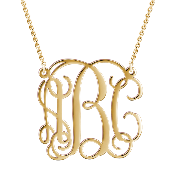 925 Sterling Silver Initial Monogram Necklace - onlyone