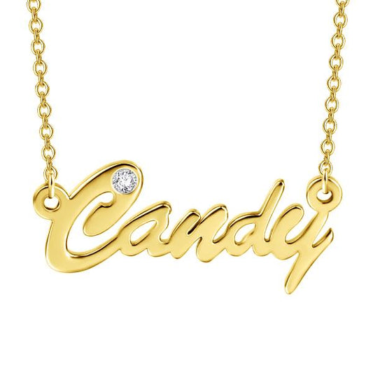 0.02ct Natural 10K/14K Gold Personalized Diamond Inlay Name Necklace Adjustable 16" - 20" White Gold/Yellow Gold/Rose Gold - onlyone