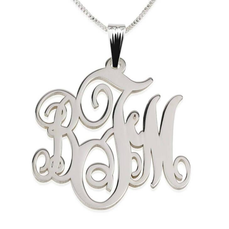 925 Sterling Silver Classic Monogram Necklace - onlyone