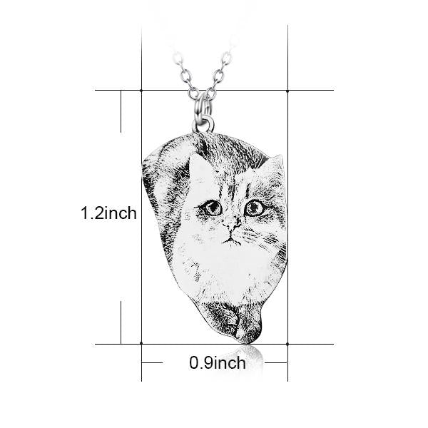 925 Sterling Silver Pets Photo Engraved Necklace Cute Cat/Dog Engraved Necklace - onlyone