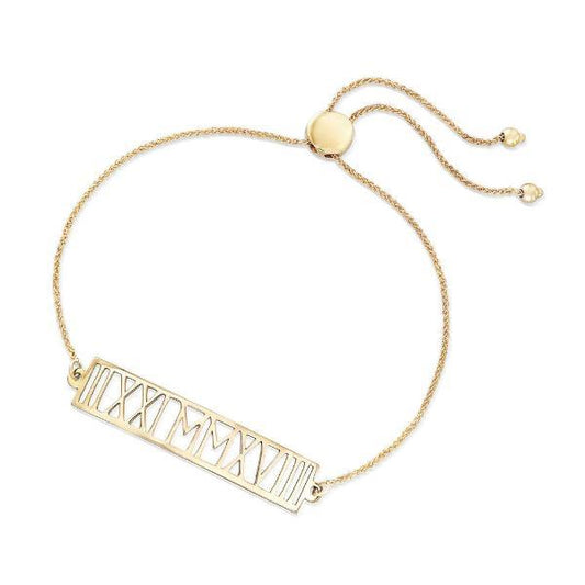925 Sterling Silver Personalized Roman Numeral Date Bracelet Length 6”-7.5” - onlyone